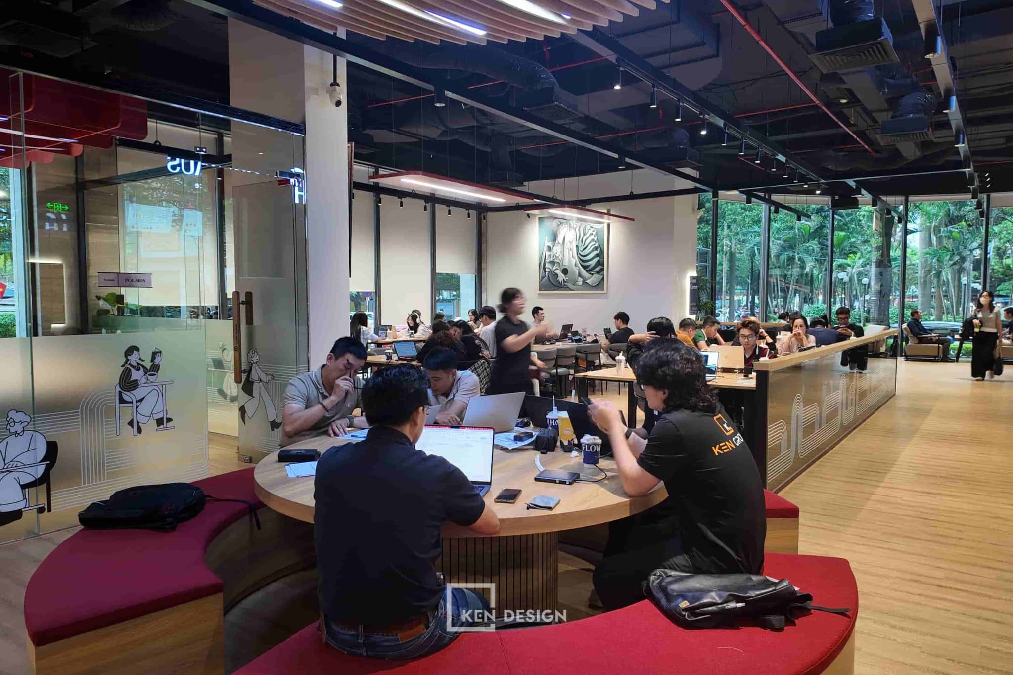 mặt bằng mô hình cafe coworking